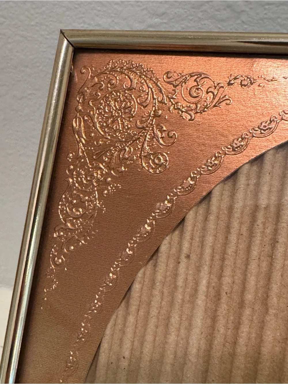 Vintage 8x10 Embossed Copper Foil Gold Picture Frame